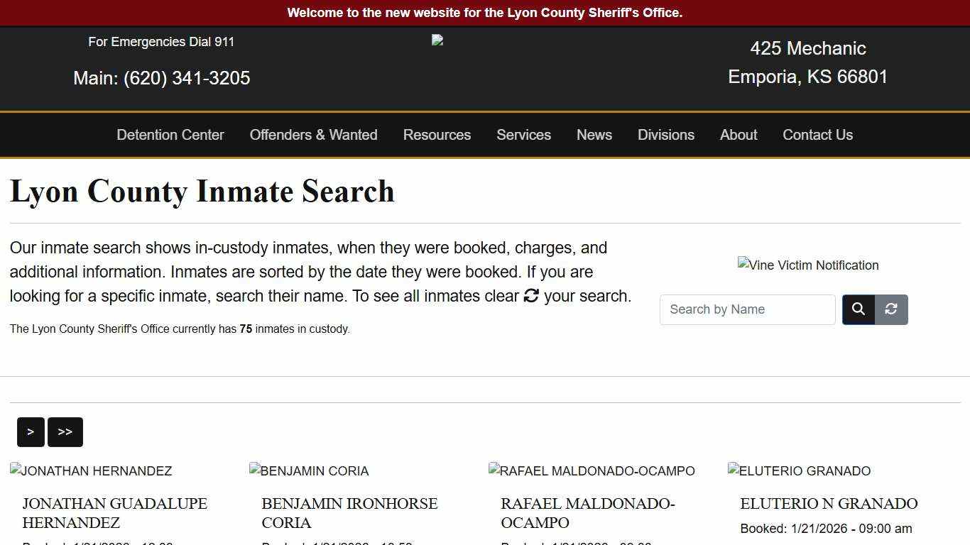 Inmate Search - Lyon County Sheriff's Office
